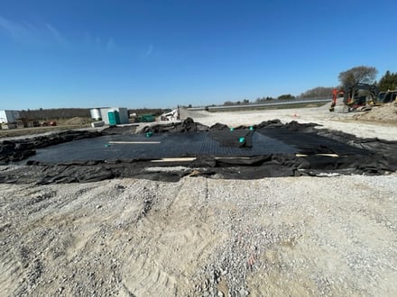 Modules Covered with geotextiles and observation ports installed